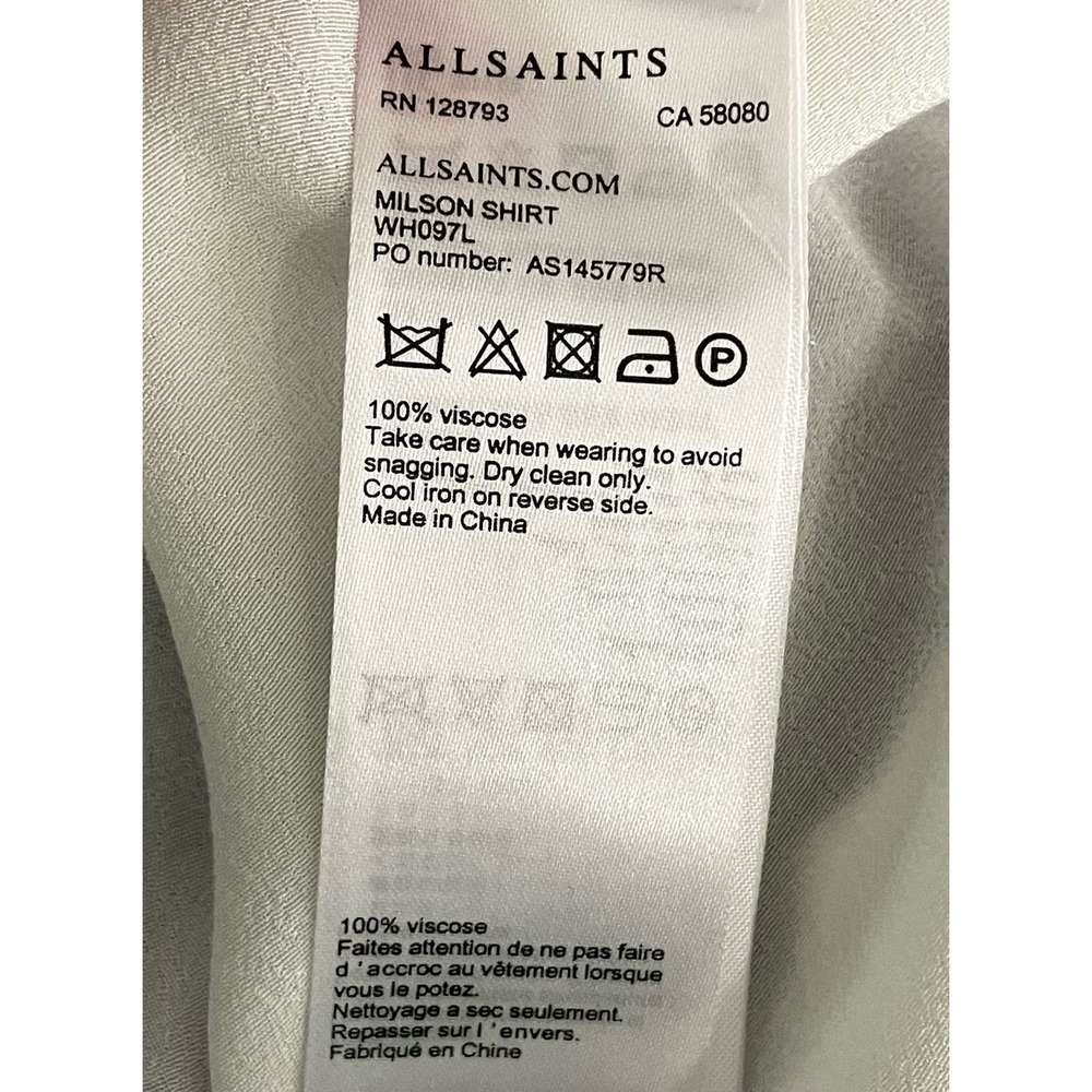 All Saints Milson Shirt in Chalk White Button Down Blouse Medium Business Casual - Picture 12 of 12
